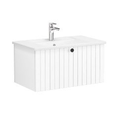 Vitra Root Groove 69366 Lavabo Dolabı, Tek Çekmeceli, 80 Cm, Mat Beyaz, Köşeli Lavabolu